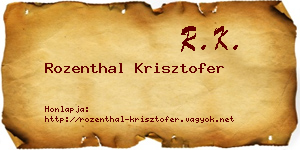 Rozenthal Krisztofer névjegykártya